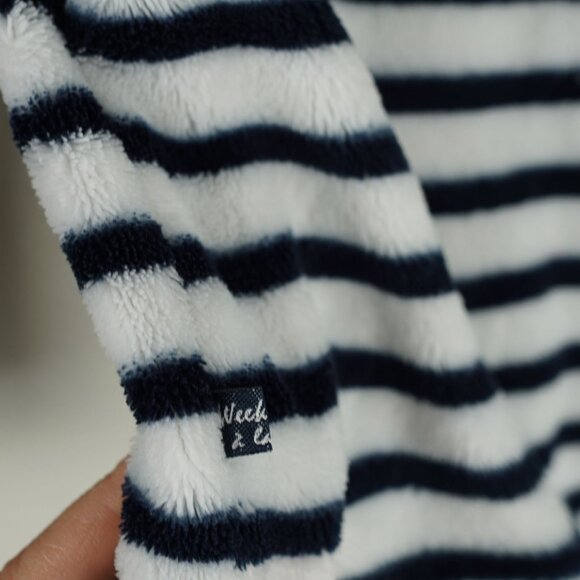 Week-end à la mer Fleece Zip Jacket Kids Size 3T Navy White‎ Striped Soft Cozy - Picture 5 of 7